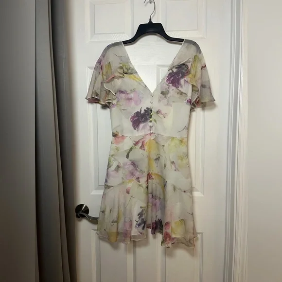 NWT Ted Baker Women's Ivory Angel Sleeve Fit-Flare Mini Dress US size 4 - Picture 3 of 15